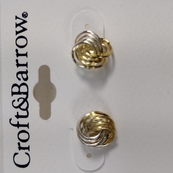 Croft & Barrow Women's Polished Dual tones Wire Designed Stud Earrings - Picture 4 of 7